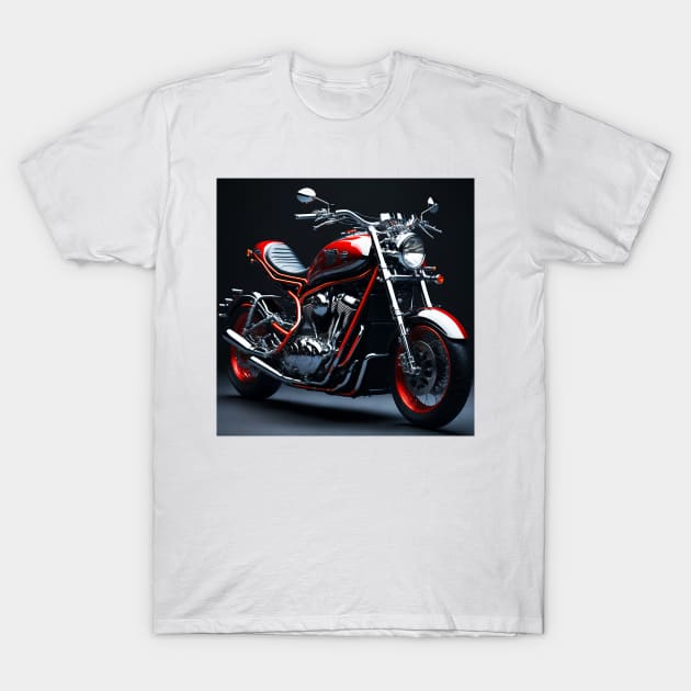 Chrome and Red Motorcycle 2 - Sleek and Stylish T-Shirt by StrictlyDesigns